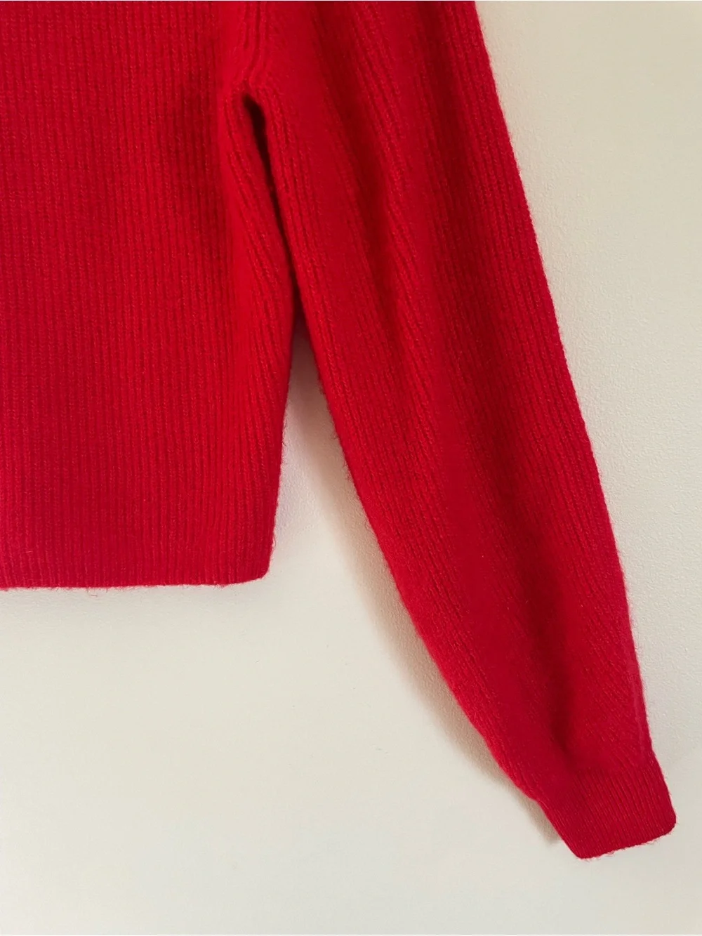 H&M Square Neck Rib Knit Long Sleeve Sweater in Red Size S EUC